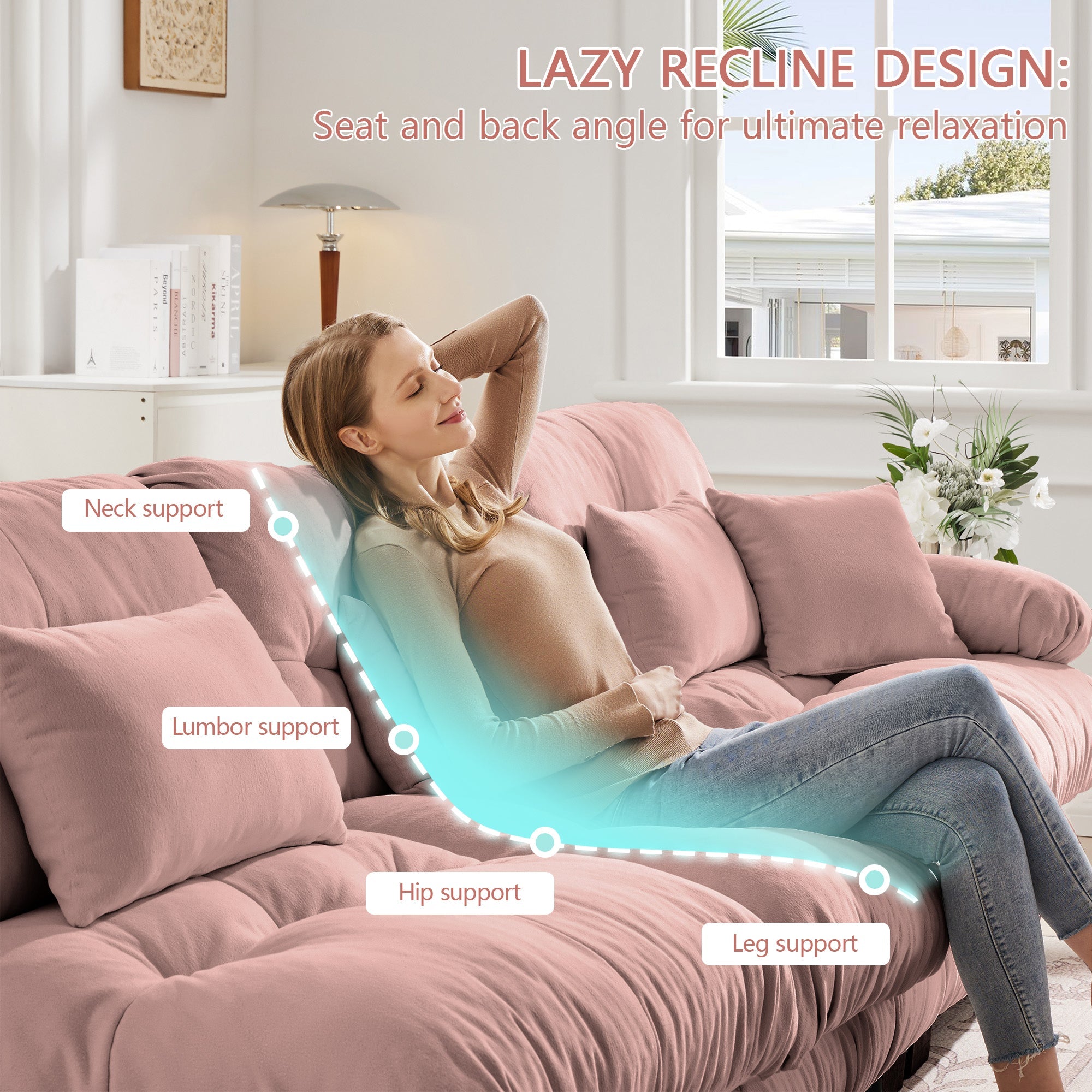 Luxury Modular Sectional Sofa Couch - Oversized U Shaped Cloud Couch for Living Room,Deep Seat Sofa Couch with 2 Ottomans ,Chenille Pink