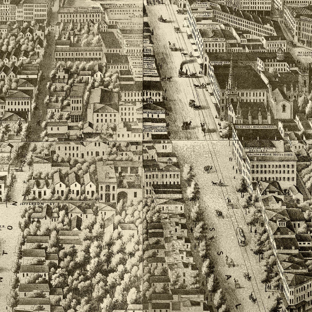 Vintage Map of Syracuse, New York 1868