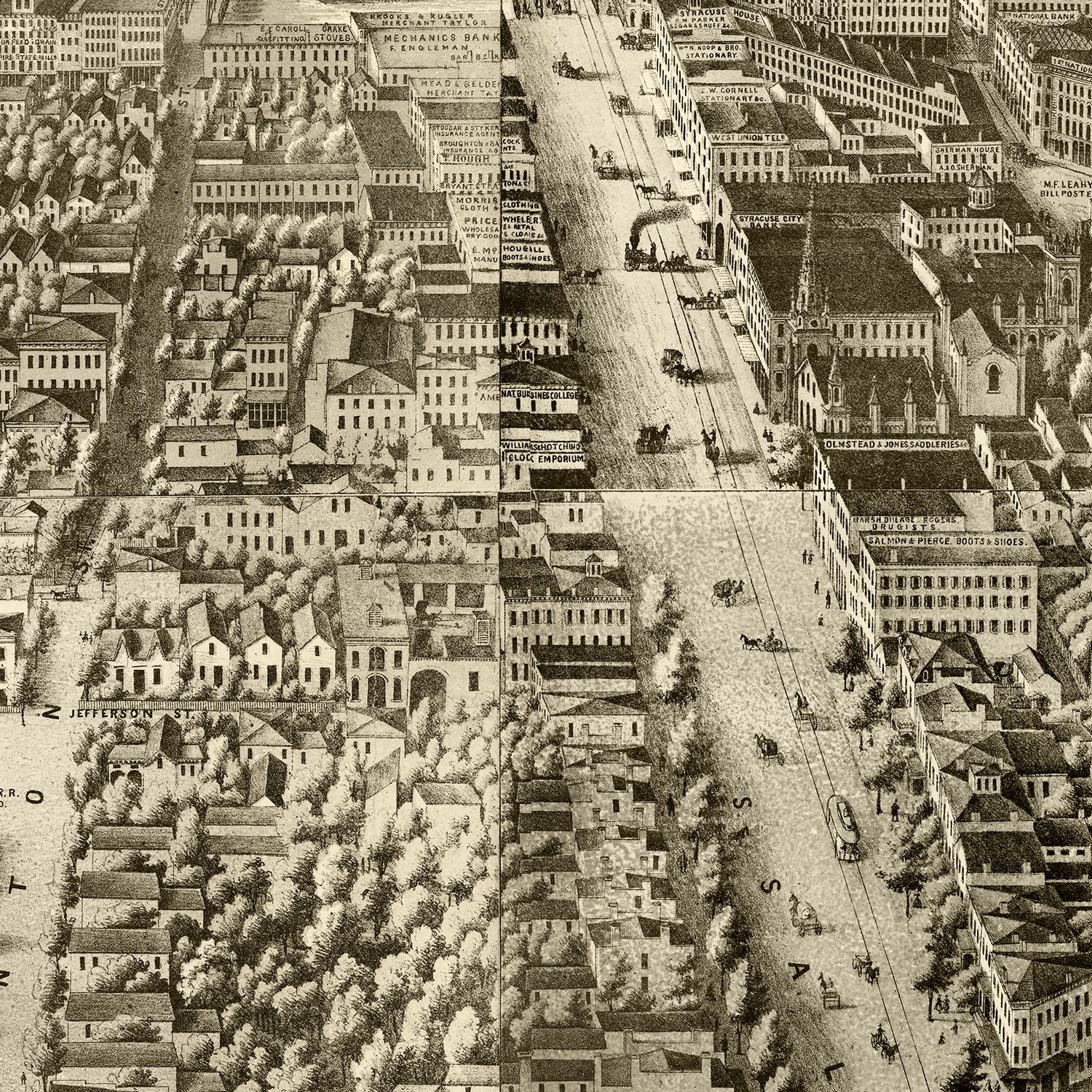 Vintage Map of Syracuse, New York 1868