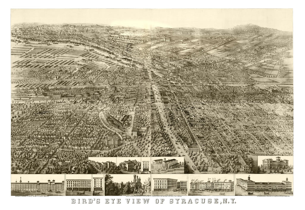 Vintage Map of Syracuse, New York 1868