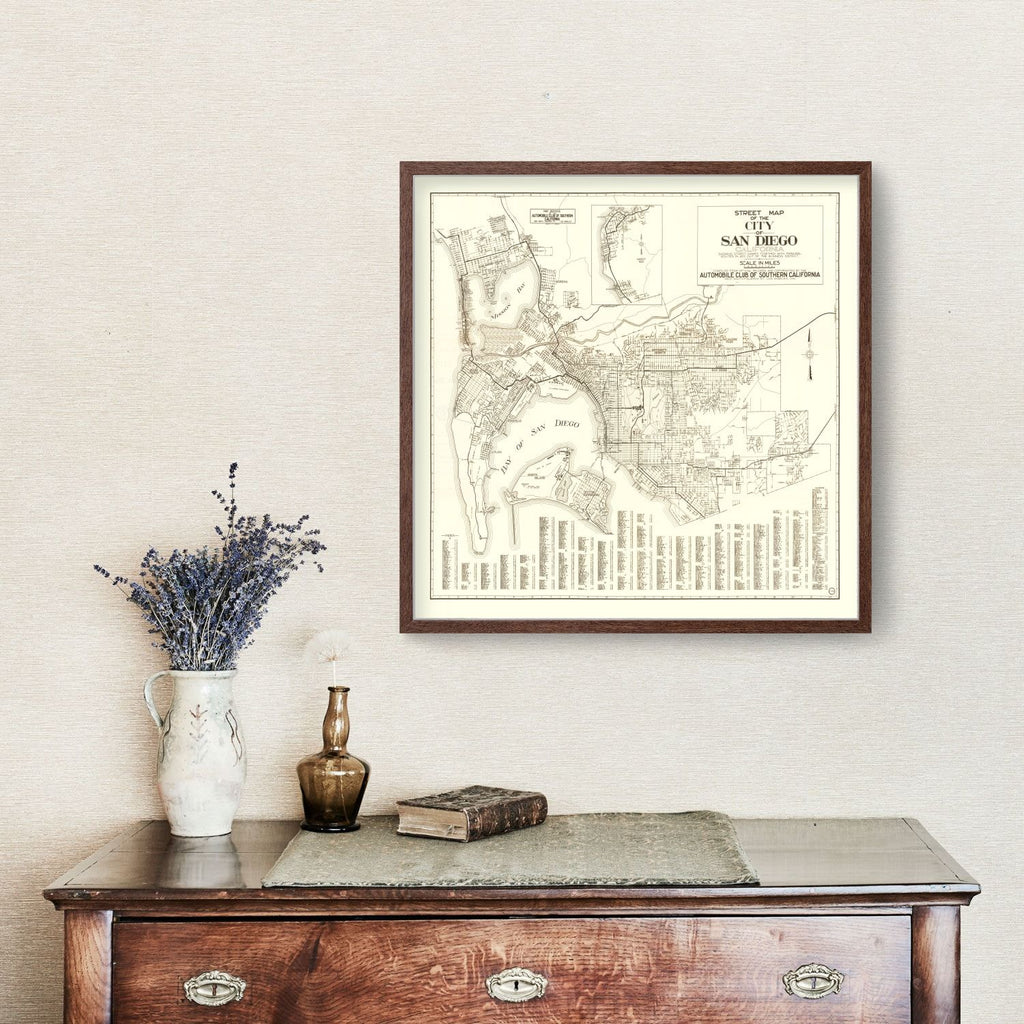 Vintage Map of San Diego, California 1925