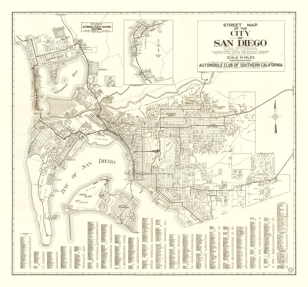 Vintage Map of San Diego, California 1925