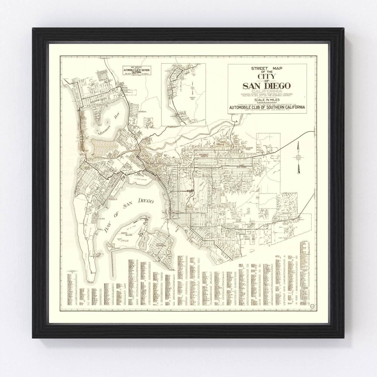 Vintage Map of San Diego, California 1925