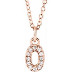 14K Rose Gold Petite Pav����.04 CTW Natural Diamond Numeral 0 16-18" Necklace
