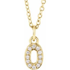 14K Yellow Gold Petite Pav����.04 CTW Natural Diamond Numeral 0 16-18" Necklace