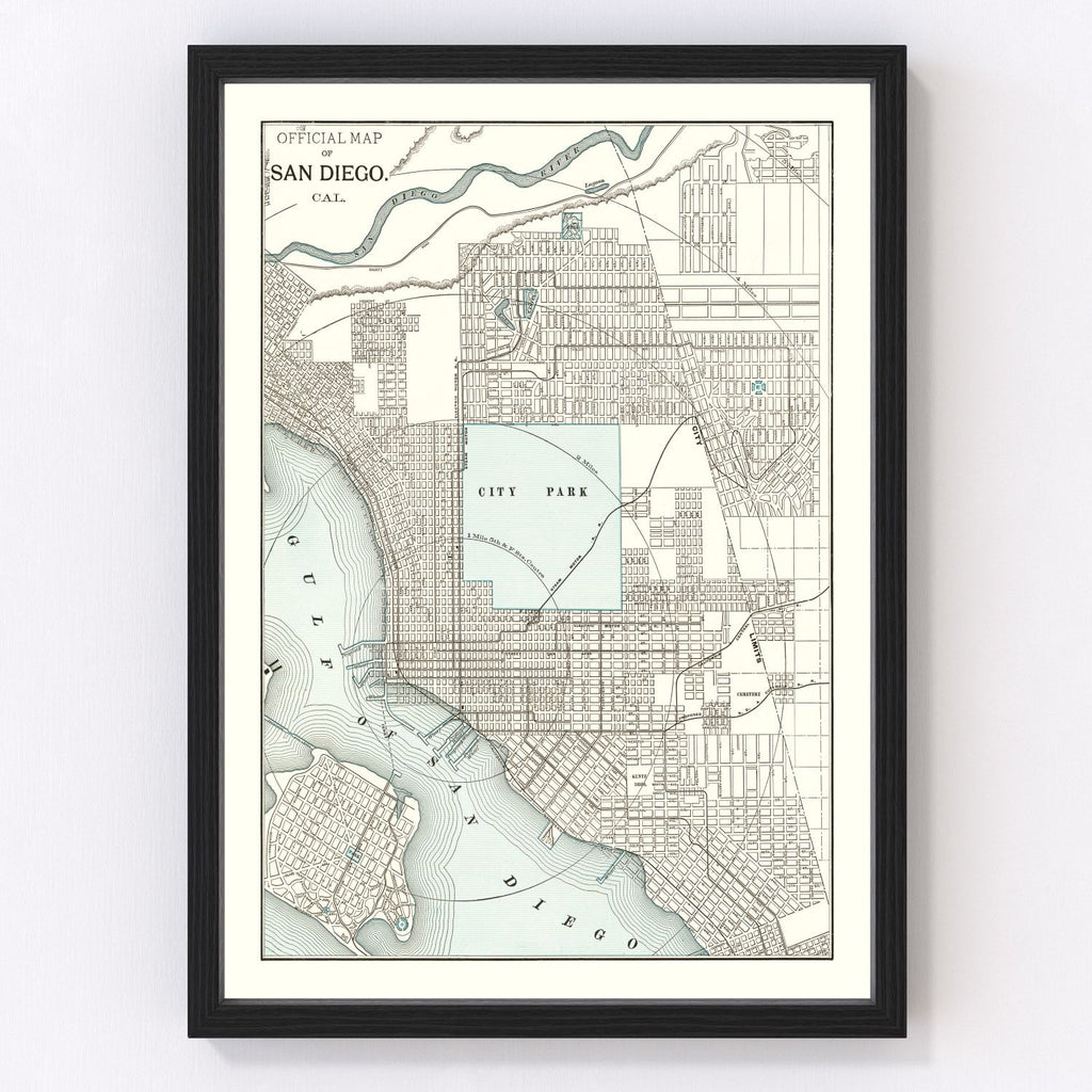 Vintage Map of San Diego, California 1893
