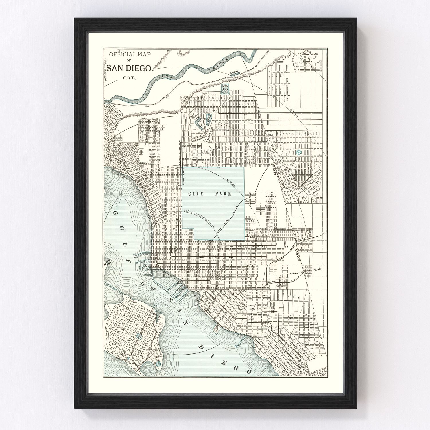 Vintage Map of San Diego, California 1893