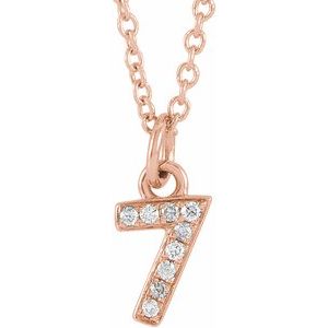 14K Rose Gold Petite Pav����.03 CTW Natural Diamond Numeral 7 16-18" Necklace