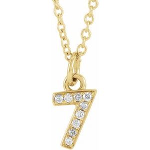 14K Yellow Gold Petite Pav����.03 CTW Natural Diamond Numeral 7 16-18" Necklace