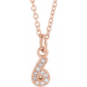 14K Rose Gold Petite Pav����.04 CTW Natural Diamond Numeral 6 16-18" Necklace