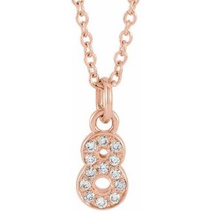 14K Rose Gold Petite Pav����.05 CTW Natural Diamond Numeral 8 16-18" Necklace
