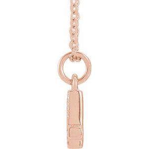 14K Rose Gold Petite Pav����.03 CTW Natural Diamond Numeral 4 16-18" Necklace