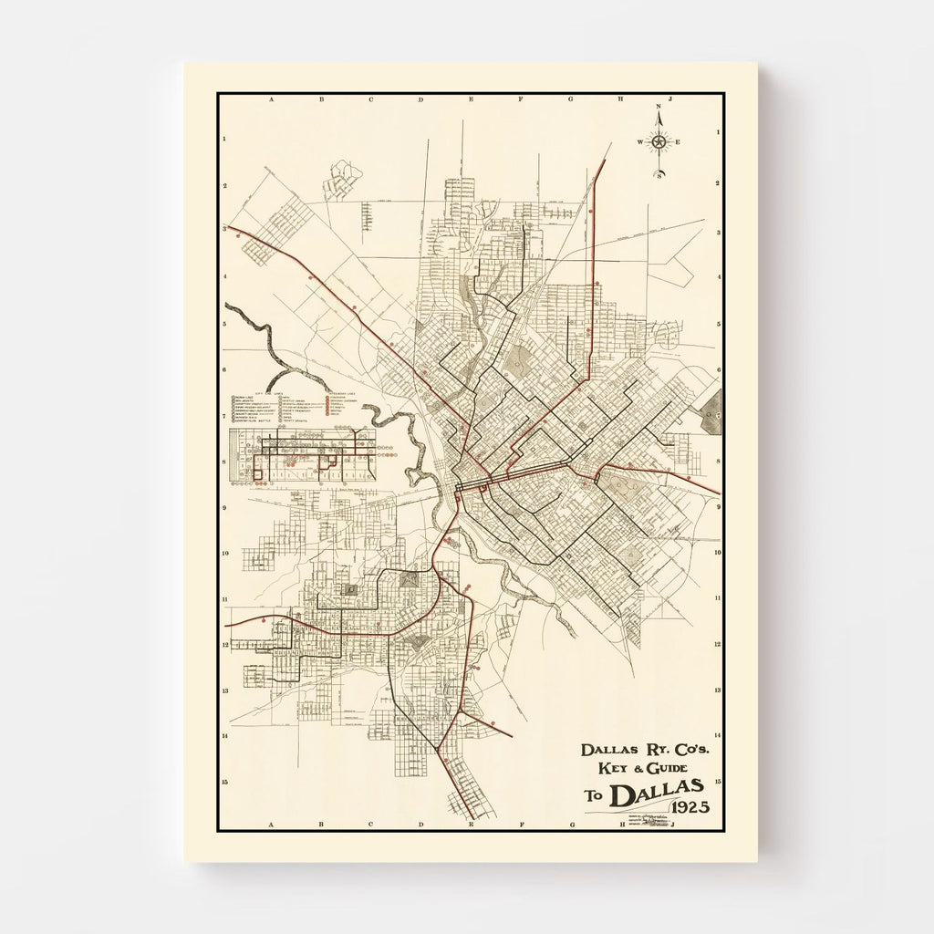Vintage Map of Dallas, Texas 1925
