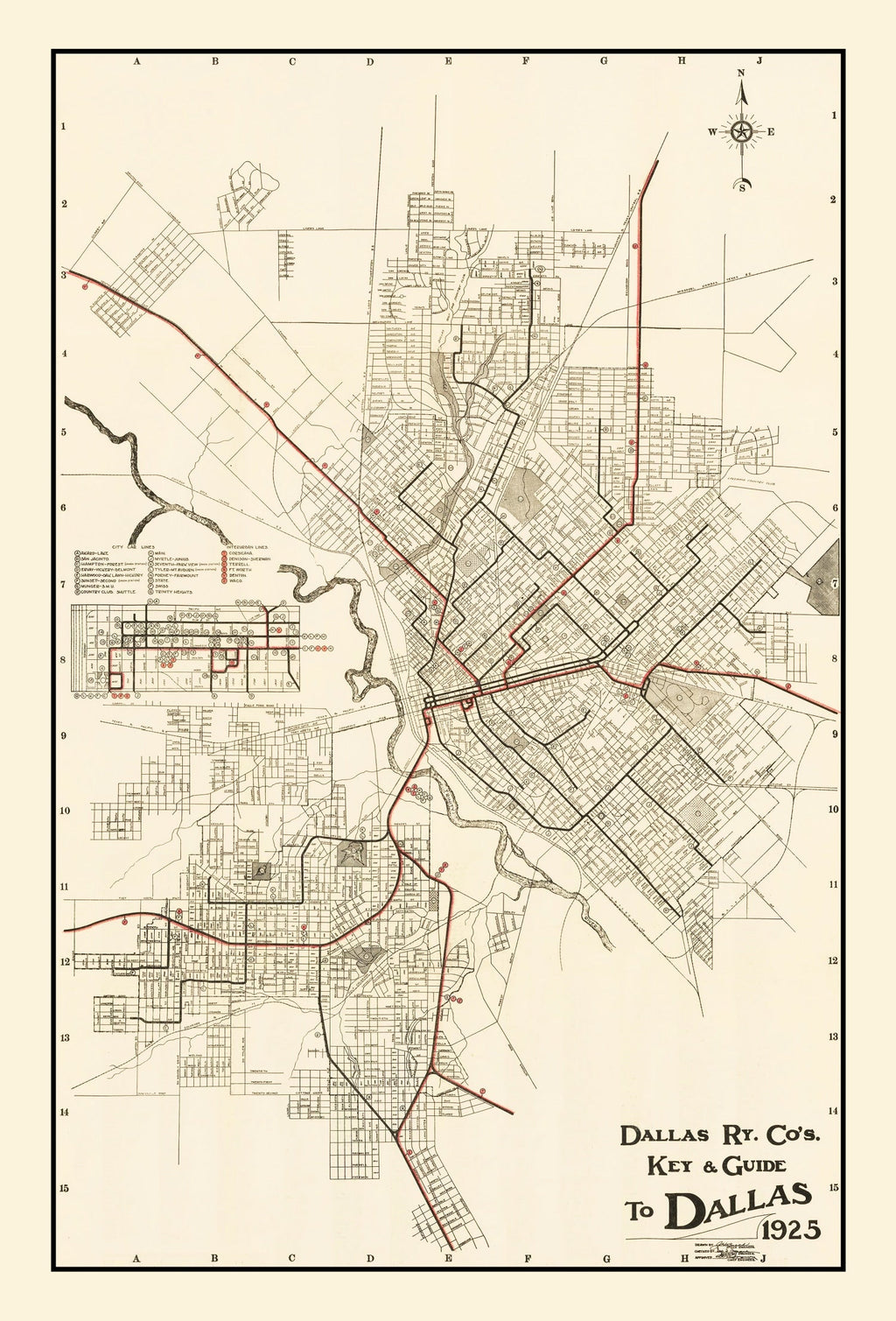 Vintage Map of Dallas, Texas 1925
