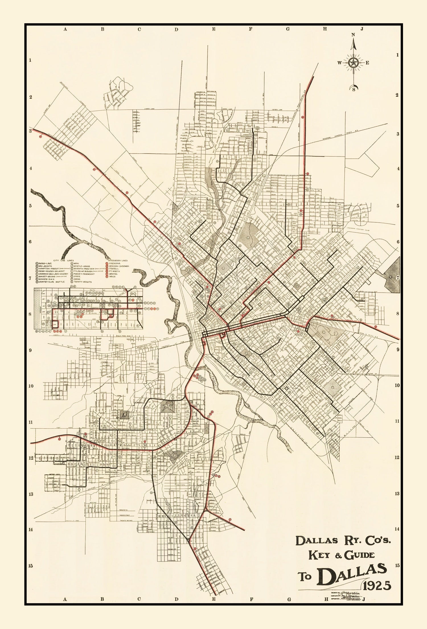 Vintage Map of Dallas, Texas 1925