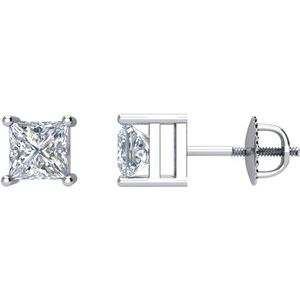 14K White Gold 3/4 CT Natural Diamond Single Stud Earring
