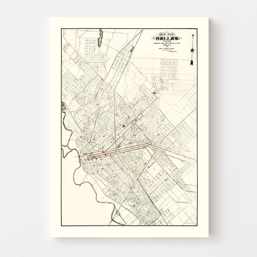 Vintage Map of Dallas, Texas 1901