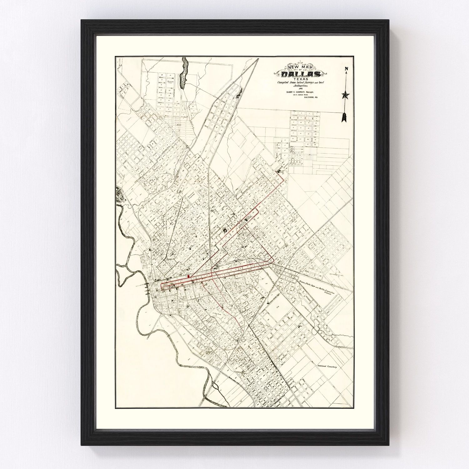 Vintage Map of Dallas, Texas 1901