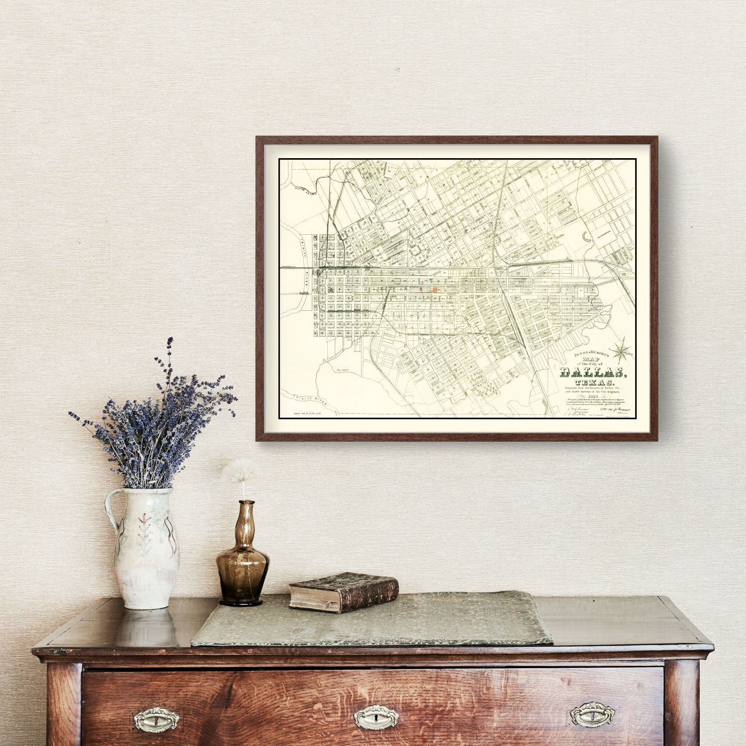 Vintage Map of Dallas, Texas 1882
