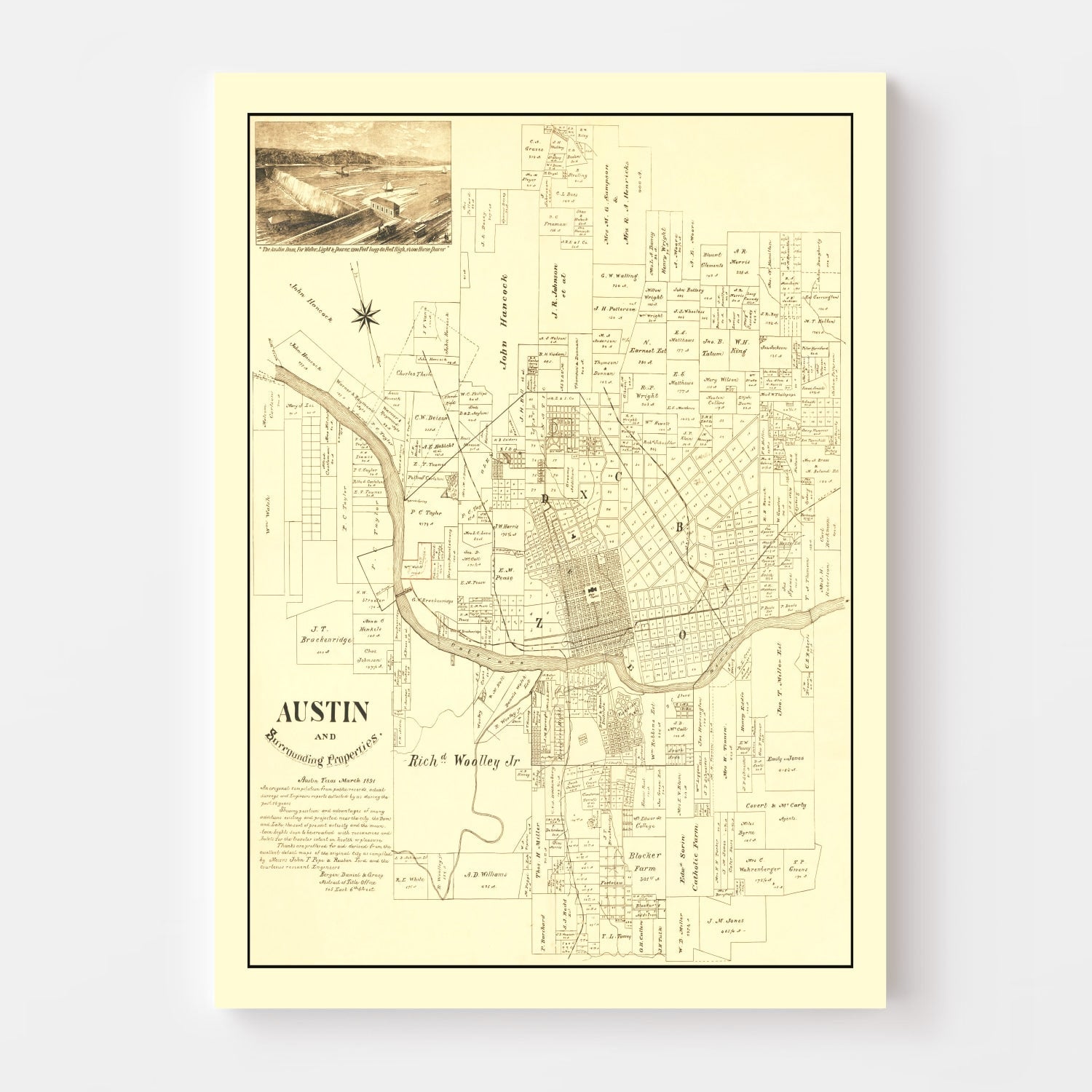 Vintage Map of Austin, Texas 1891