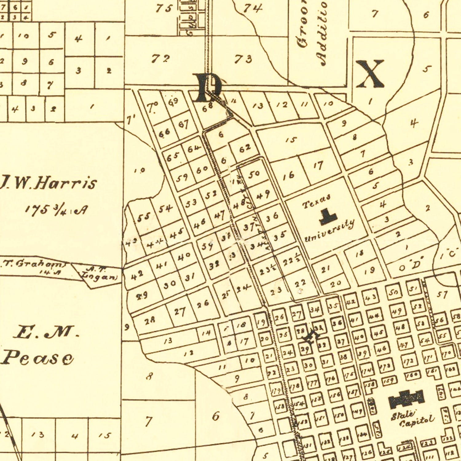 Vintage Map of Austin, Texas 1891