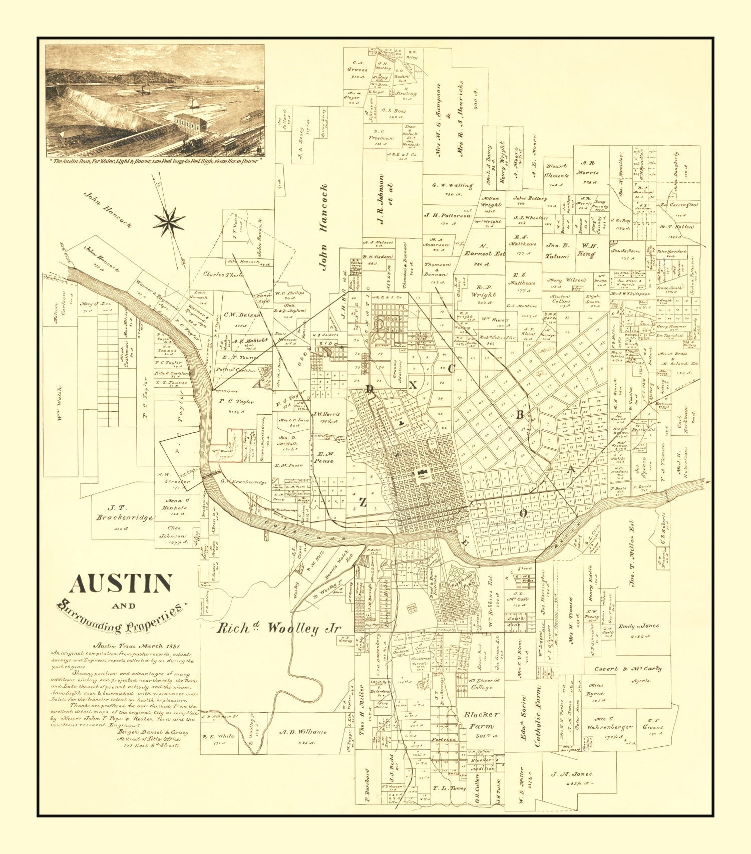 Vintage Map of Austin, Texas 1891