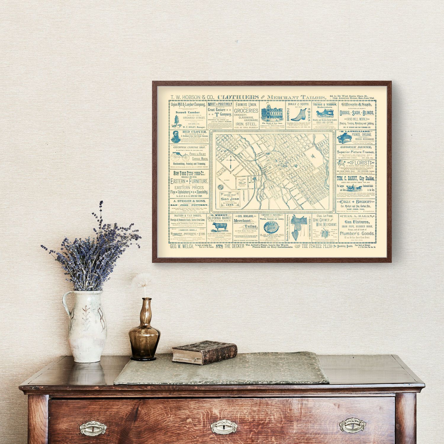 Vintage Map of San Jose, California 1886