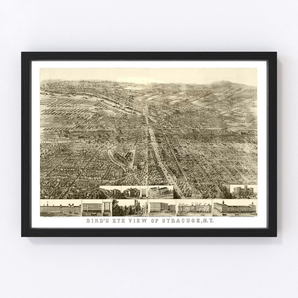 Vintage Map of Syracuse, New York 1868