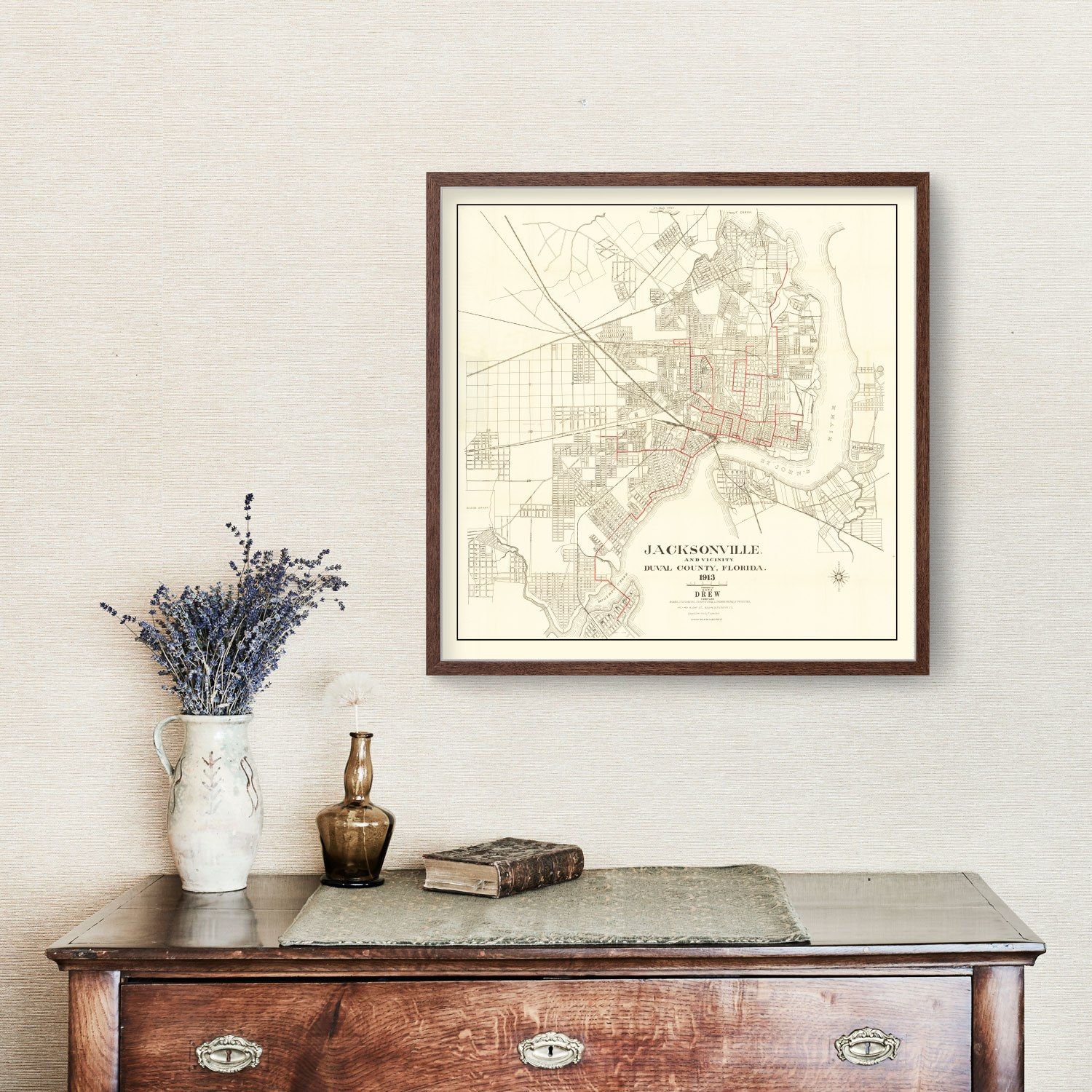 Vintage Map of Jacksonville, Florida 1913