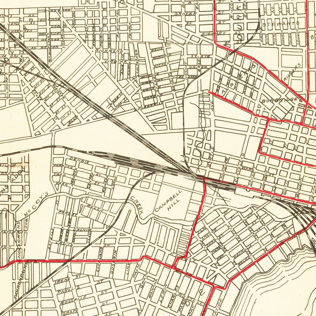 Vintage Map of Jacksonville, Florida 1913