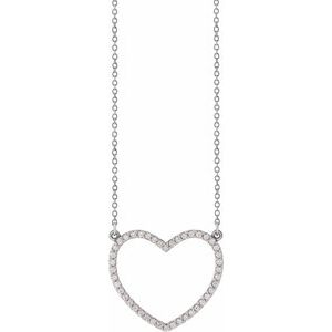 14K White Gold 1/4 CTW Natural Diamond Petite Heart 16" Necklace