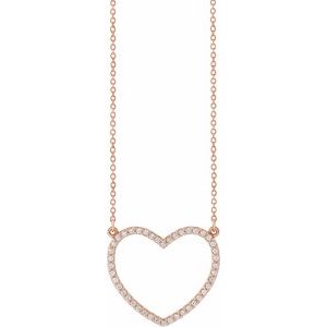 14K Rose Gold 1/4 CTW Natural Diamond Heart 16" Necklace