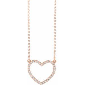 14K Rose Gold 1/5 CTW Natural Diamond Small Heart 16" Necklace