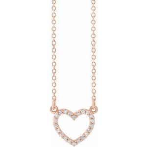 14K Rose Gold 1/8 CTW Natural Diamond Petite Heart 16" Necklace
