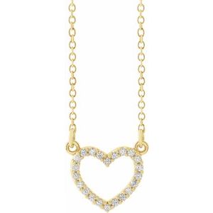 14K Yellow Gold .08 CTW Natural Diamond Petite Heart 16" Necklace