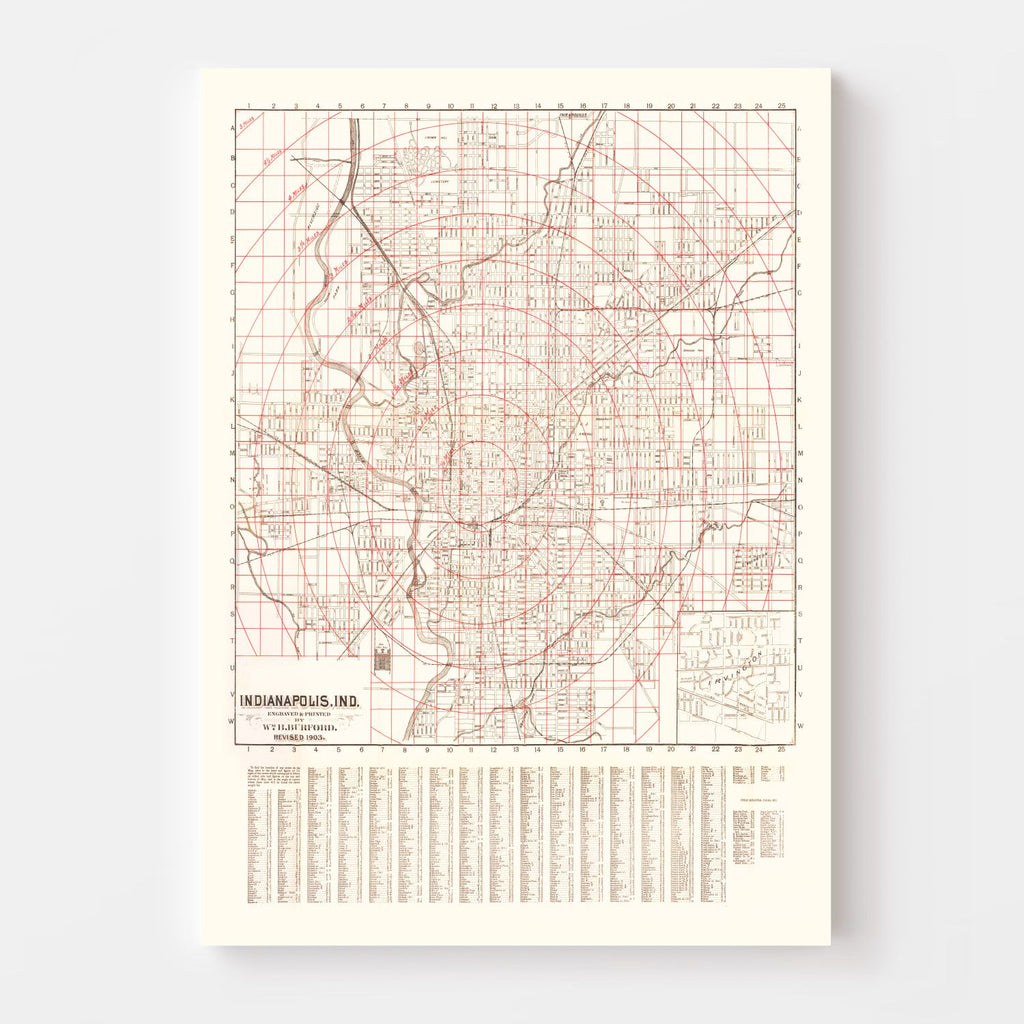 Vintage Map of Indianapolis, Indiana 1903