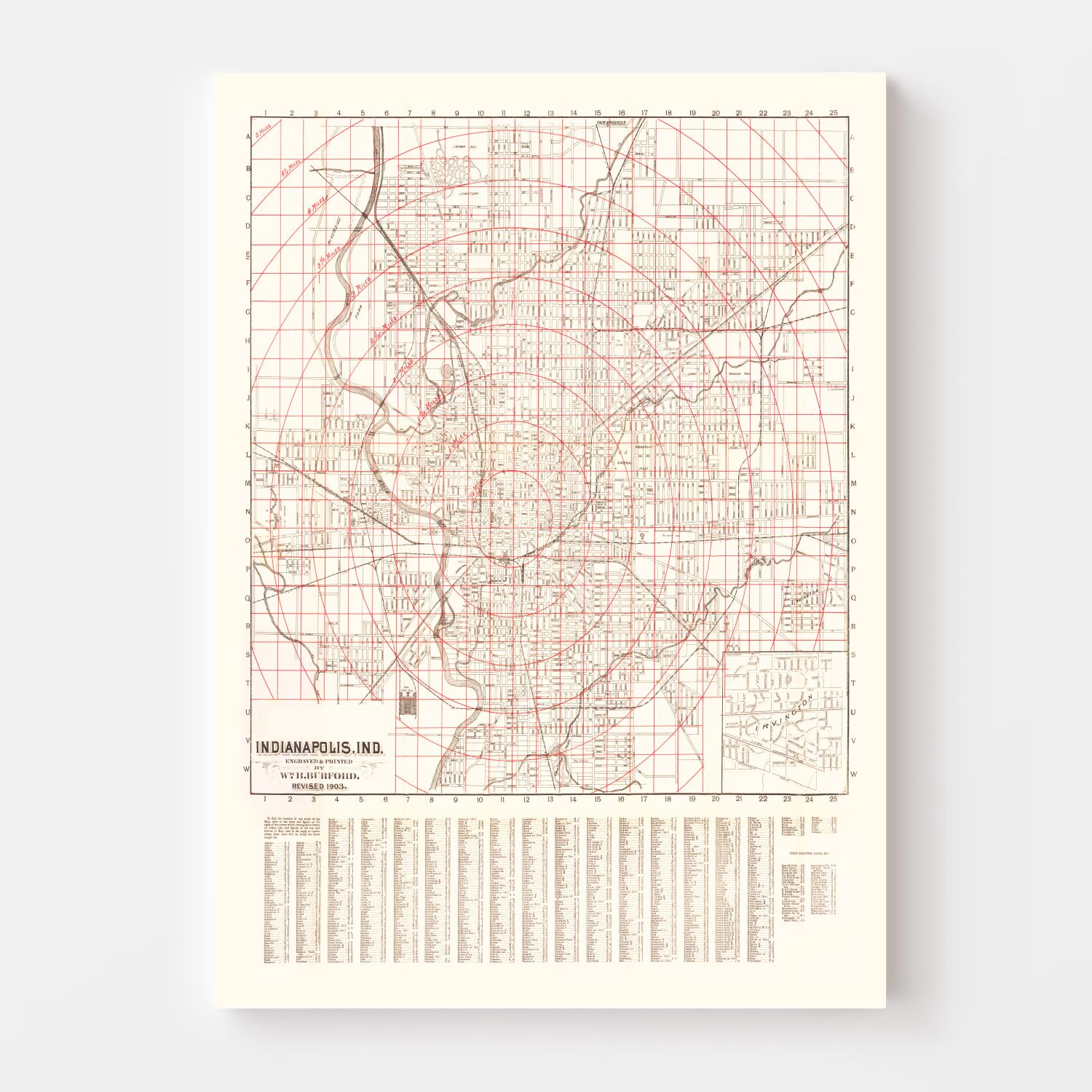 Vintage Map of Indianapolis, Indiana 1903