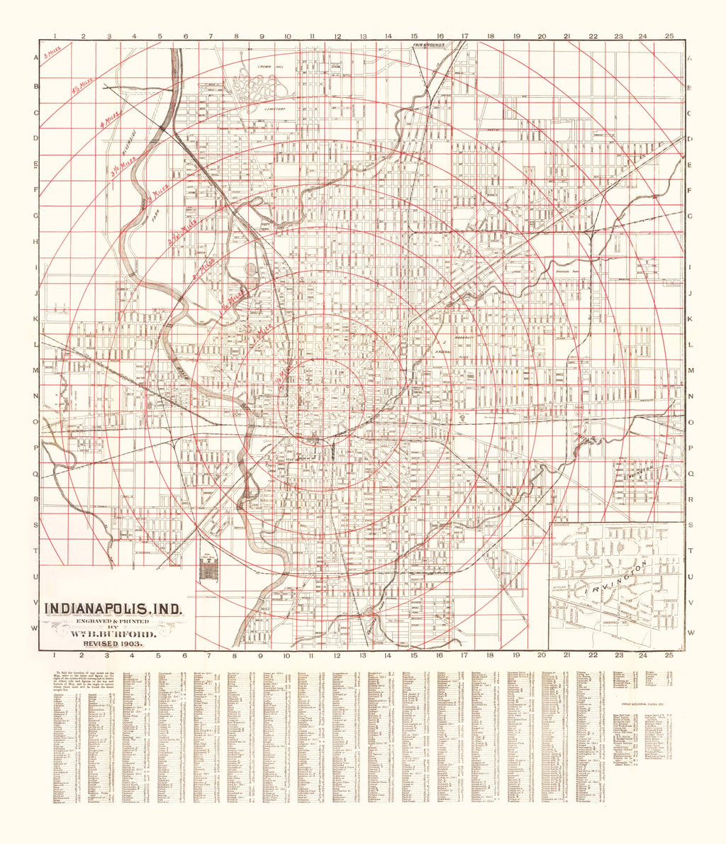 Vintage Map of Indianapolis, Indiana 1903