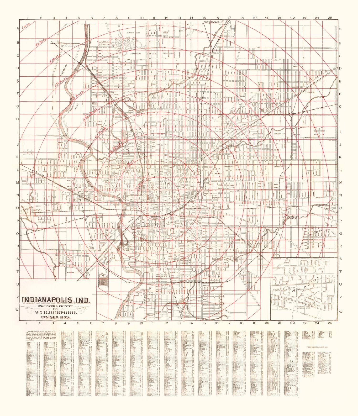 Vintage Map of Indianapolis, Indiana 1903