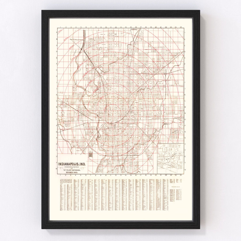 Vintage Map of Indianapolis, Indiana 1903