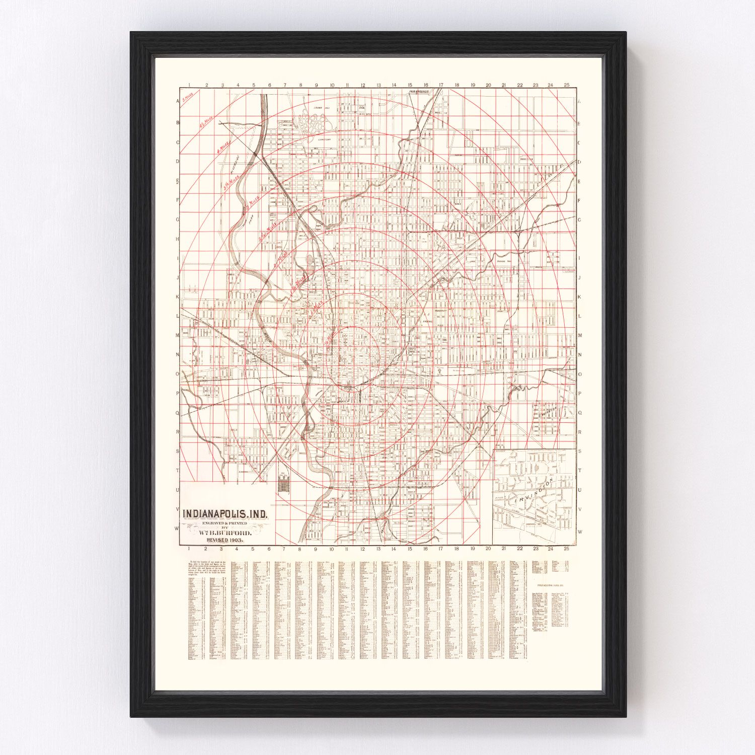 Vintage Map of Indianapolis, Indiana 1903