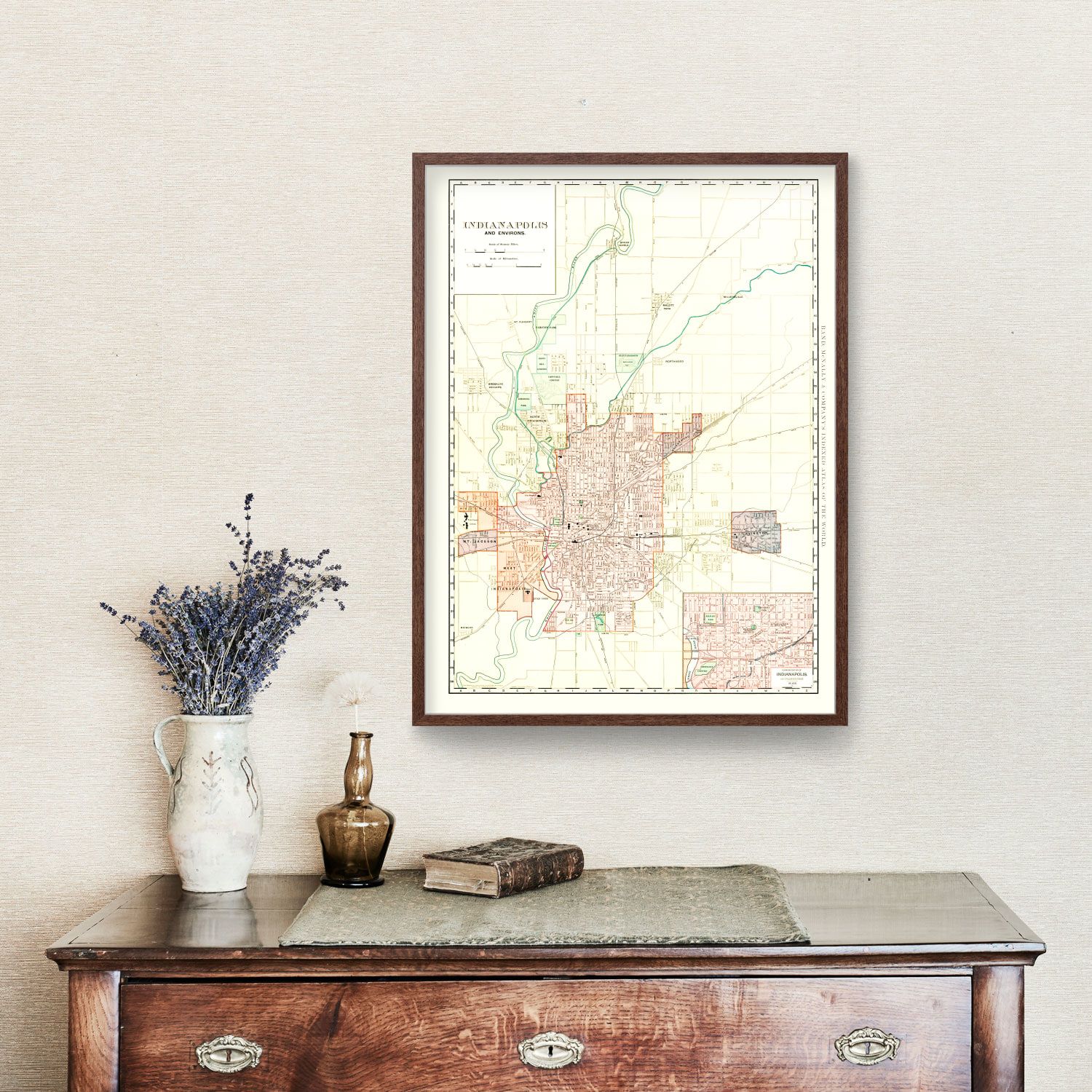 Vintage Map of Indianapolis, Indiana 1899