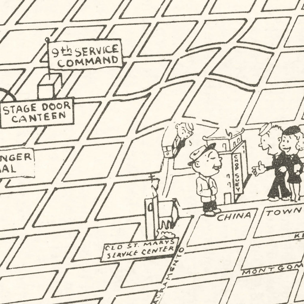 Vintage Map of San Francisco, California 1945