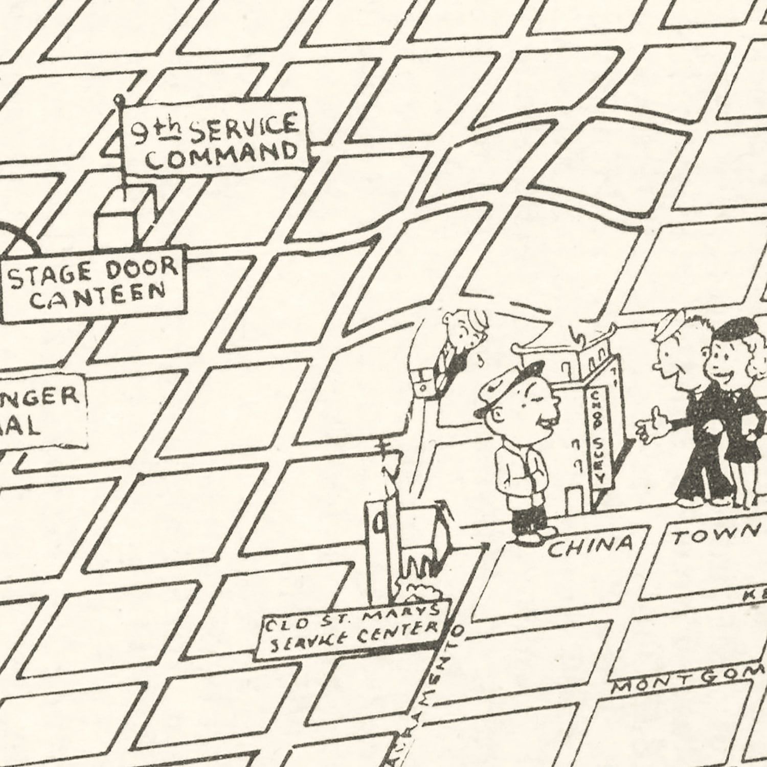 Vintage Map of San Francisco, California 1945