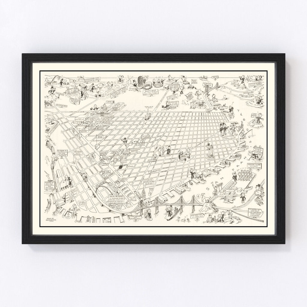Vintage Map of San Francisco, California 1945
