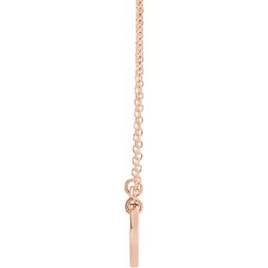 14K Rose Gold Natural Blue Zircon Engravable Heart 18" Necklace