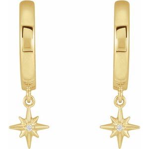 Platinum .0075 CTW Natural Diamond Star Hinged Hoop Earrings – image 4
