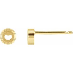 14K Yellow Gold 3 mm Round Solitaire Bezel-Set Earring Mounting