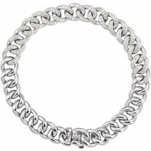 14K White Gold 3/4 CTW Natural Diamond Curb 7" Bracelet