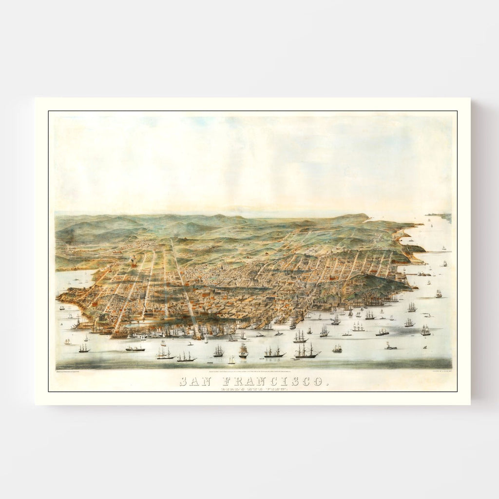 Vintage Map of San Francisco, California 1864